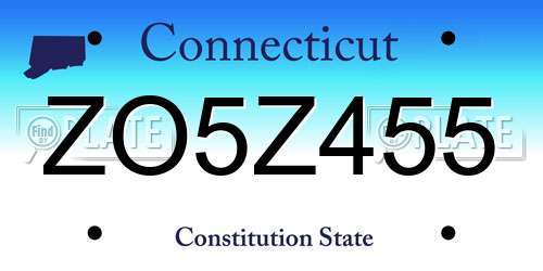 ZO5Z455 Connecticut License Plate