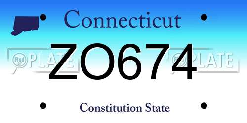 ZO674 Connecticut License Plate