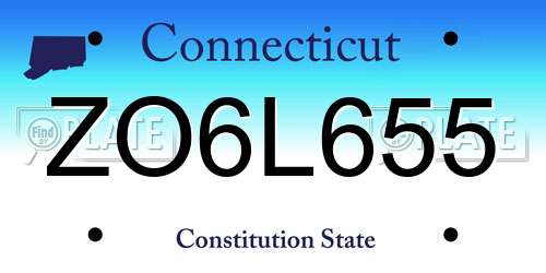 ZO6L655 Connecticut License Plate