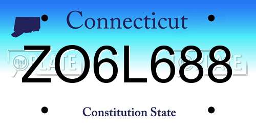 ZO6L688 Connecticut License Plate