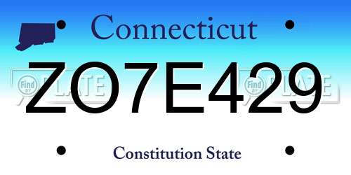 ZO7E429 Connecticut License Plate
