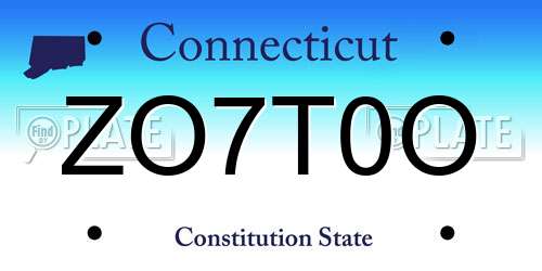 ZO7T0O Connecticut License Plate