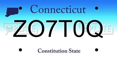 ZO7T0Q Connecticut License Plate