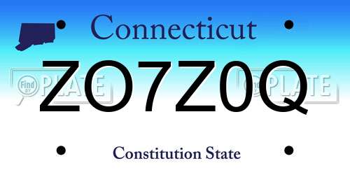 ZO7Z0Q Connecticut License Plate