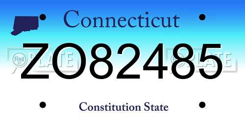 ZO82485 Connecticut License Plate