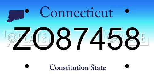 ZO87458 Connecticut License Plate