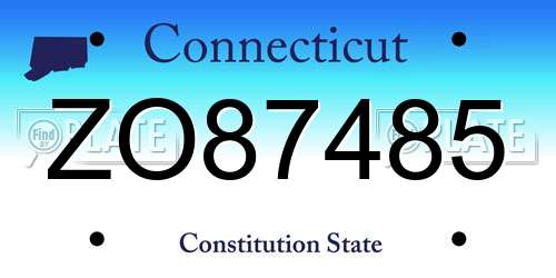 ZO87485 Connecticut License Plate