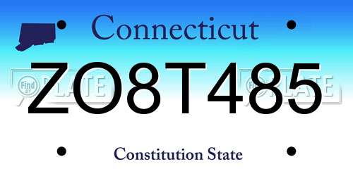 ZO8T485 Connecticut License Plate