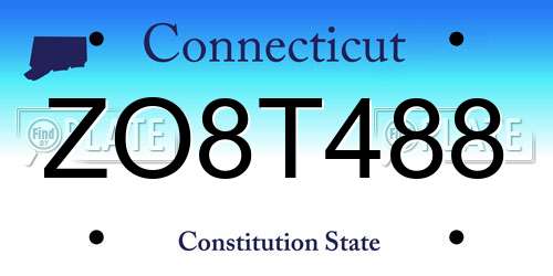 ZO8T488 Connecticut License Plate