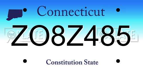 ZO8Z485 Connecticut License Plate