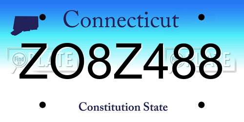 ZO8Z488 Connecticut License Plate