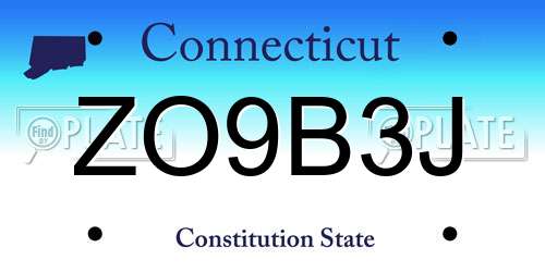 ZO9B3J Connecticut License Plate