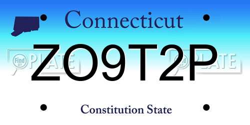 ZO9T2P Connecticut License Plate