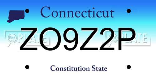 ZO9Z2P Connecticut License Plate
