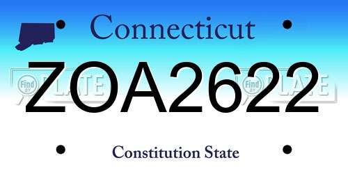 ZOA2622 Connecticut License Plate