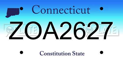ZOA2627 Connecticut License Plate