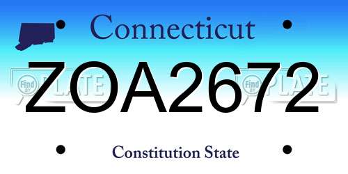 ZOA2672 Connecticut License Plate