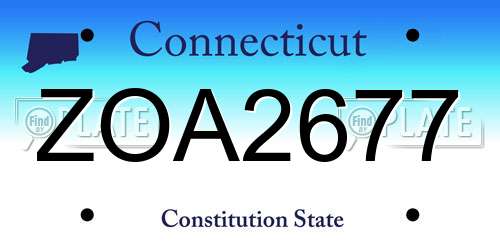 ZOA2677 Connecticut License Plate