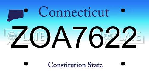ZOA7622 Connecticut License Plate