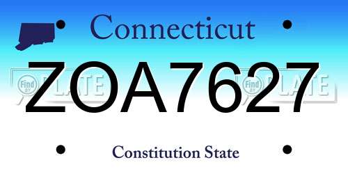 ZOA7627 Connecticut License Plate