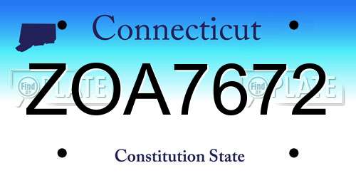 ZOA7672 Connecticut License Plate