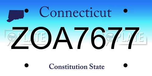 ZOA7677 Connecticut License Plate