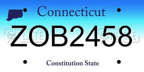 ZOB2458 Connecticut License Plate