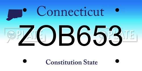 ZOB653 Connecticut License Plate