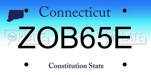 ZOB65E Connecticut License Plate