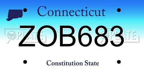 ZOB683 Connecticut License Plate
