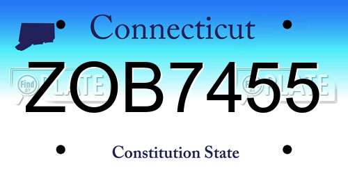 ZOB7455 Connecticut License Plate