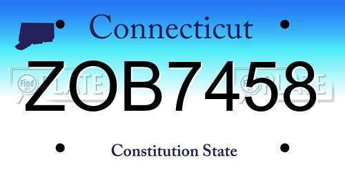ZOB7458 Connecticut License Plate
