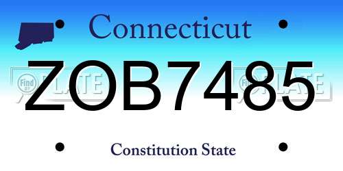 ZOB7485 Connecticut License Plate