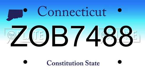 ZOB7488 Connecticut License Plate