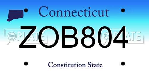 ZOB804 Connecticut License Plate