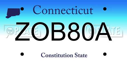 ZOB80A Connecticut License Plate