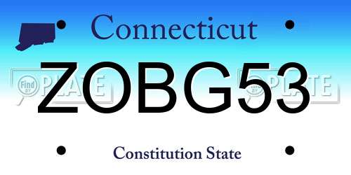 ZOBG53 Connecticut License Plate