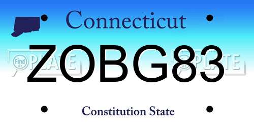 ZOBG83 Connecticut License Plate
