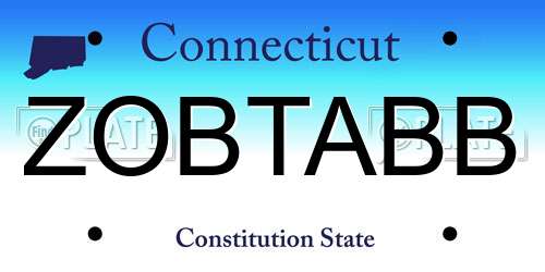 ZOBTABB Connecticut License Plate