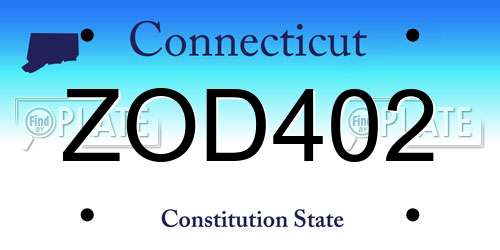 ZOD402 Connecticut License Plate