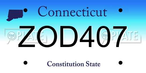 ZOD407 Connecticut License Plate