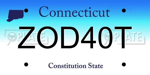ZOD40T Connecticut License Plate