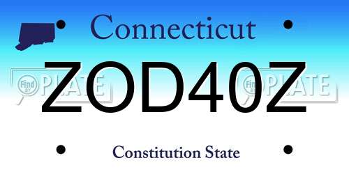 ZOD40Z Connecticut License Plate