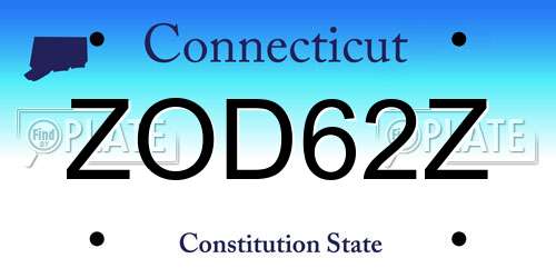 ZOD62Z Connecticut License Plate