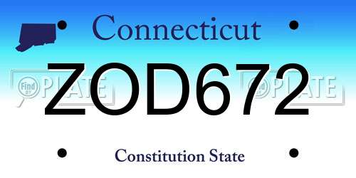ZOD672 Connecticut License Plate