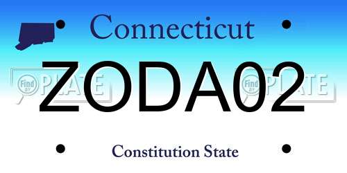 ZODA02 Connecticut License Plate