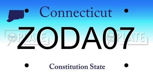 ZODA07 Connecticut License Plate