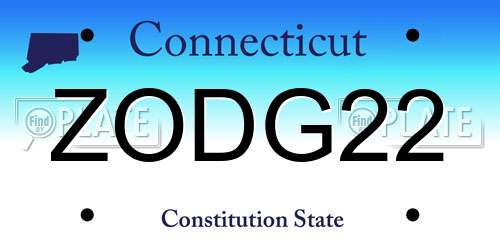 ZODG22 Connecticut License Plate