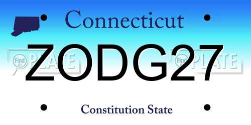 ZODG27 Connecticut License Plate