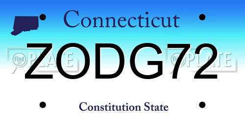 ZODG72 Connecticut License Plate